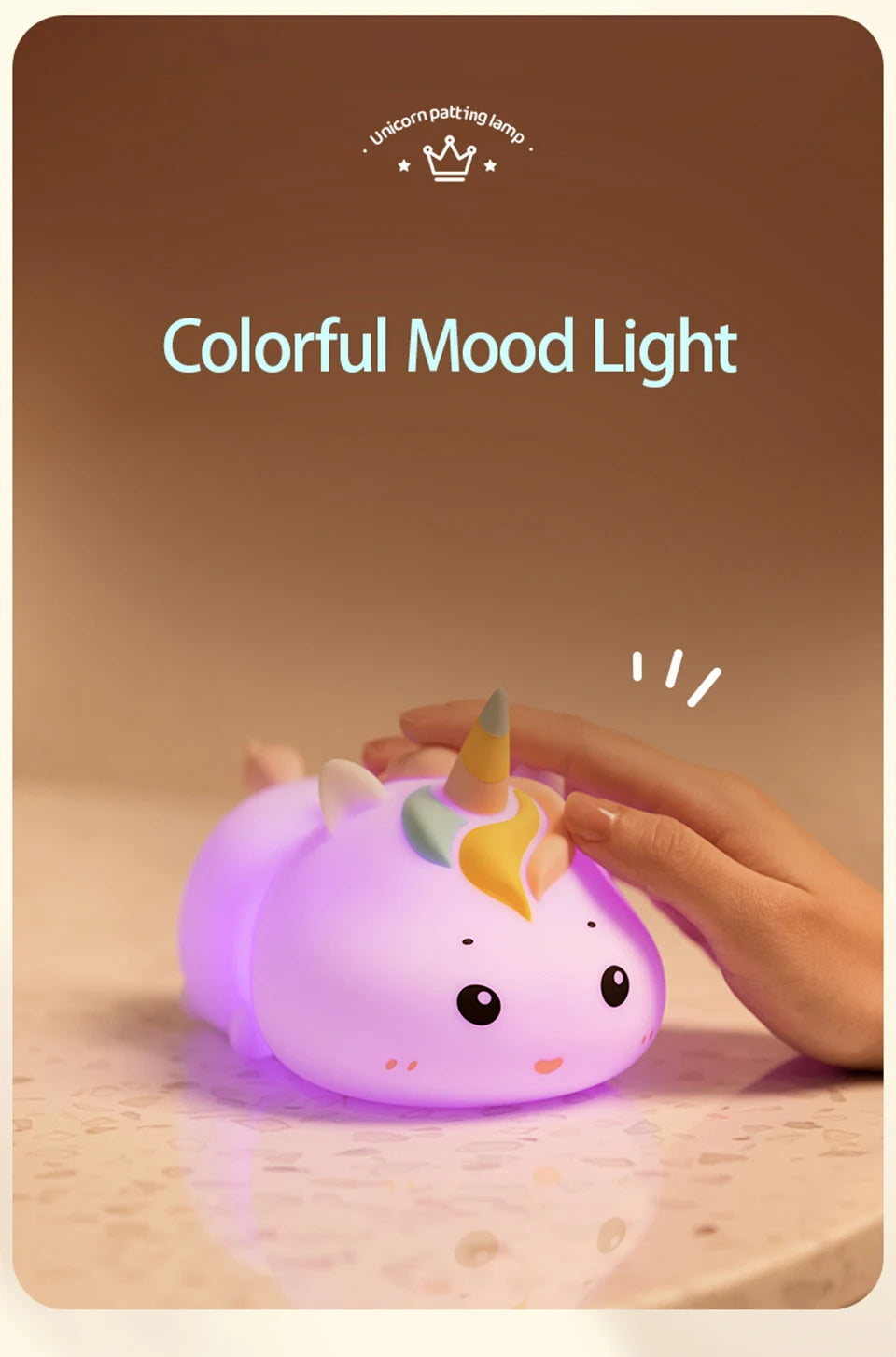 Rechargeable Silicone Patting Lamp Unicorn LED Night Lamp with Remote Control
