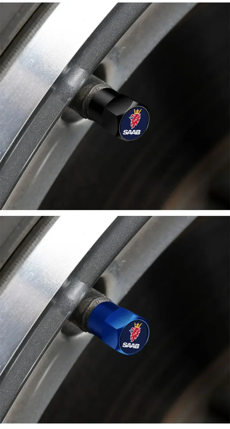 4PCS Car Tire Wheel Stem Air Valve Caps Covers For SAAB 9-4X 9-7X 9-3 9-5 9-2X 9-X