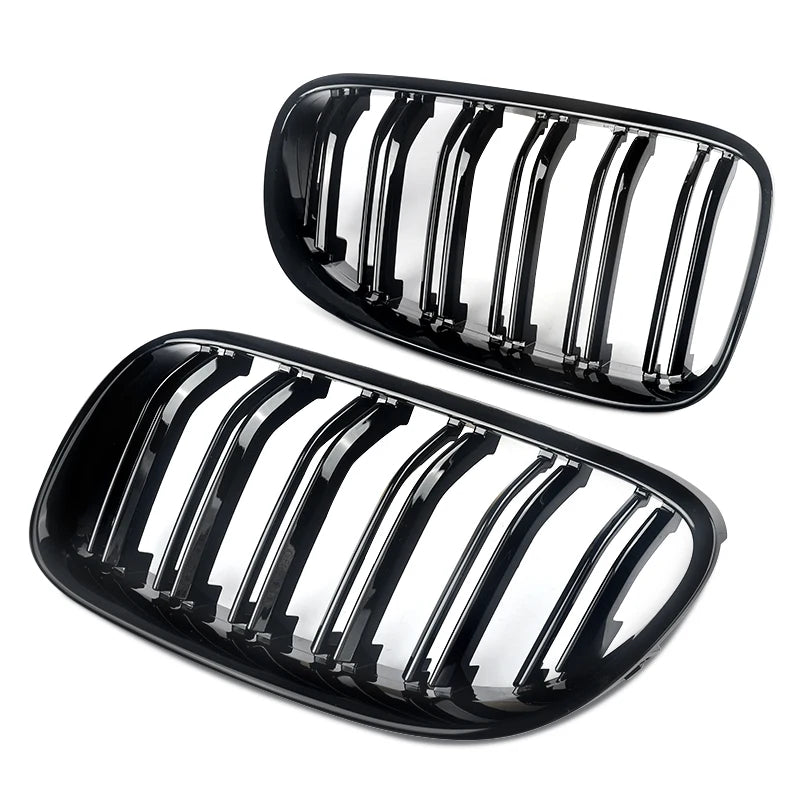 BMW Grille Schwarz Glänz Nieren Grill Kühlergrill Doppelsteg Für BMW E92 E93 2DR LCI Paar