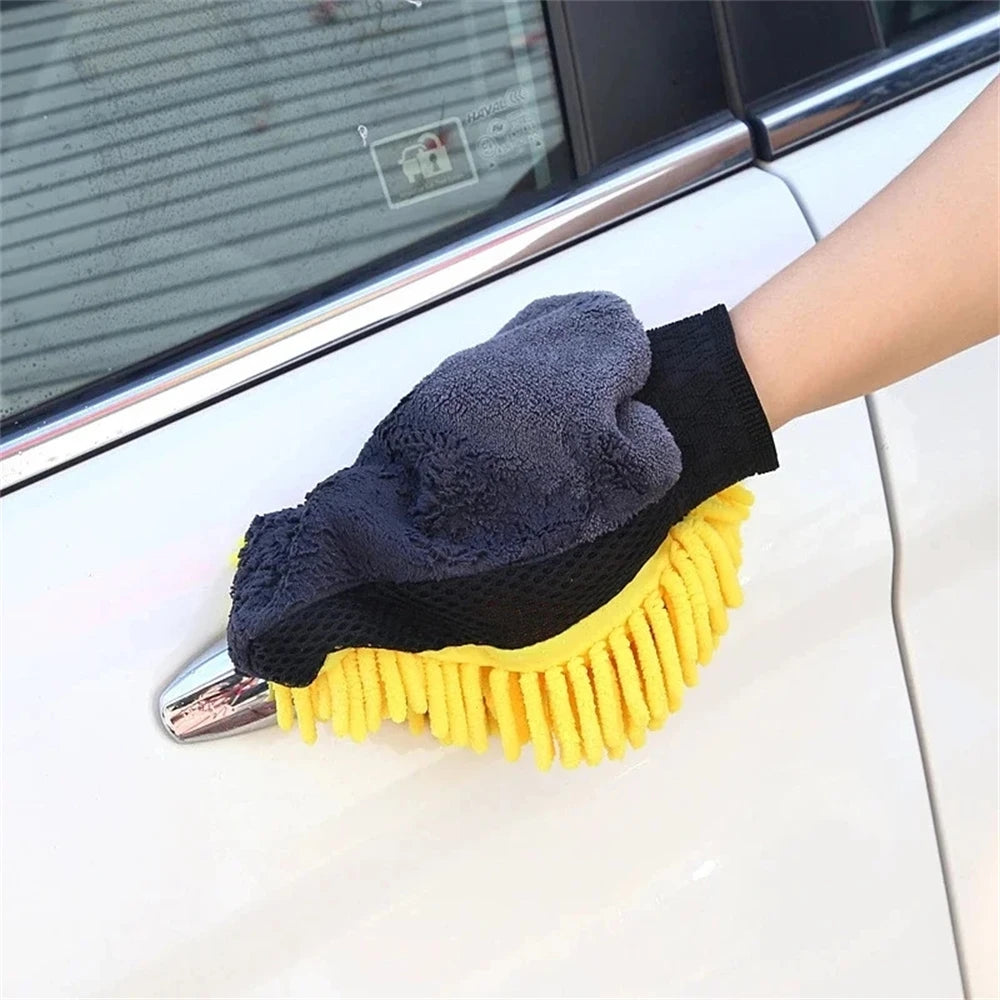 1/5pcs Car Washing Gloves Waterproof Microfiber Chenille Gloves