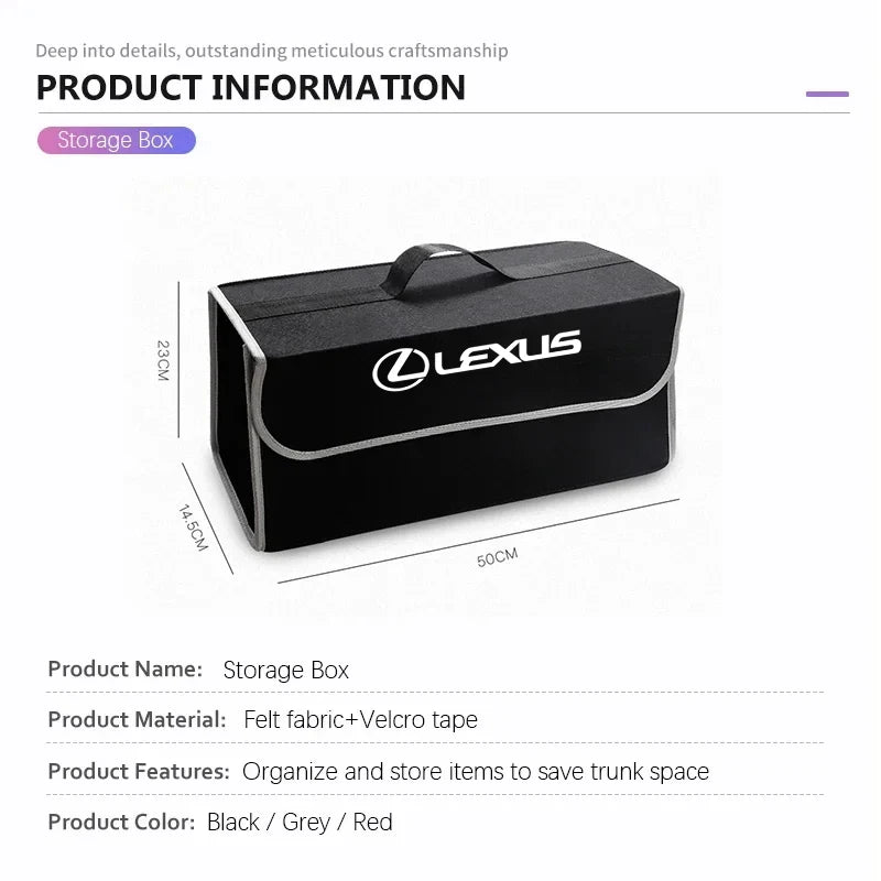Lexus Trunk Organizer Box Large Capacity Folding Storage Bag For Lexus LS LC RZ IS350 ES300 GS350 CT200h GX460 LX570 RX500h NX300