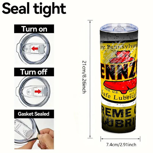 1pcs Stainless Steel Insulated Tumbler with Spill-Proof Lid & Straw - 20oz