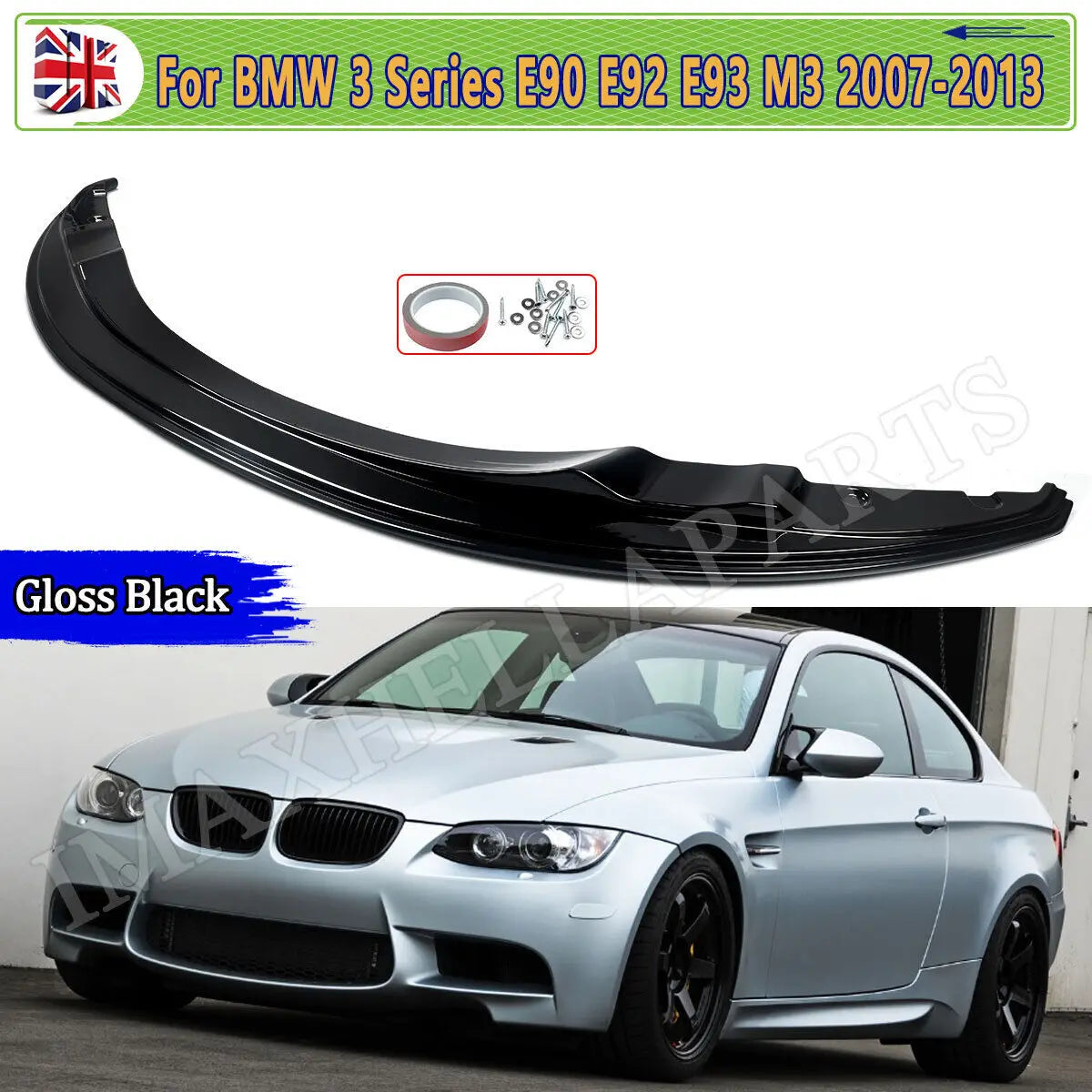 High Quality front lip / splitter / spoiler BMW E92 E93 E90 Front Bumper Splitter Gloss Black 3 Series M3 GTS 2007 2008 2009 2010 2011 2012 2013 Front Spoiler Lip Whole