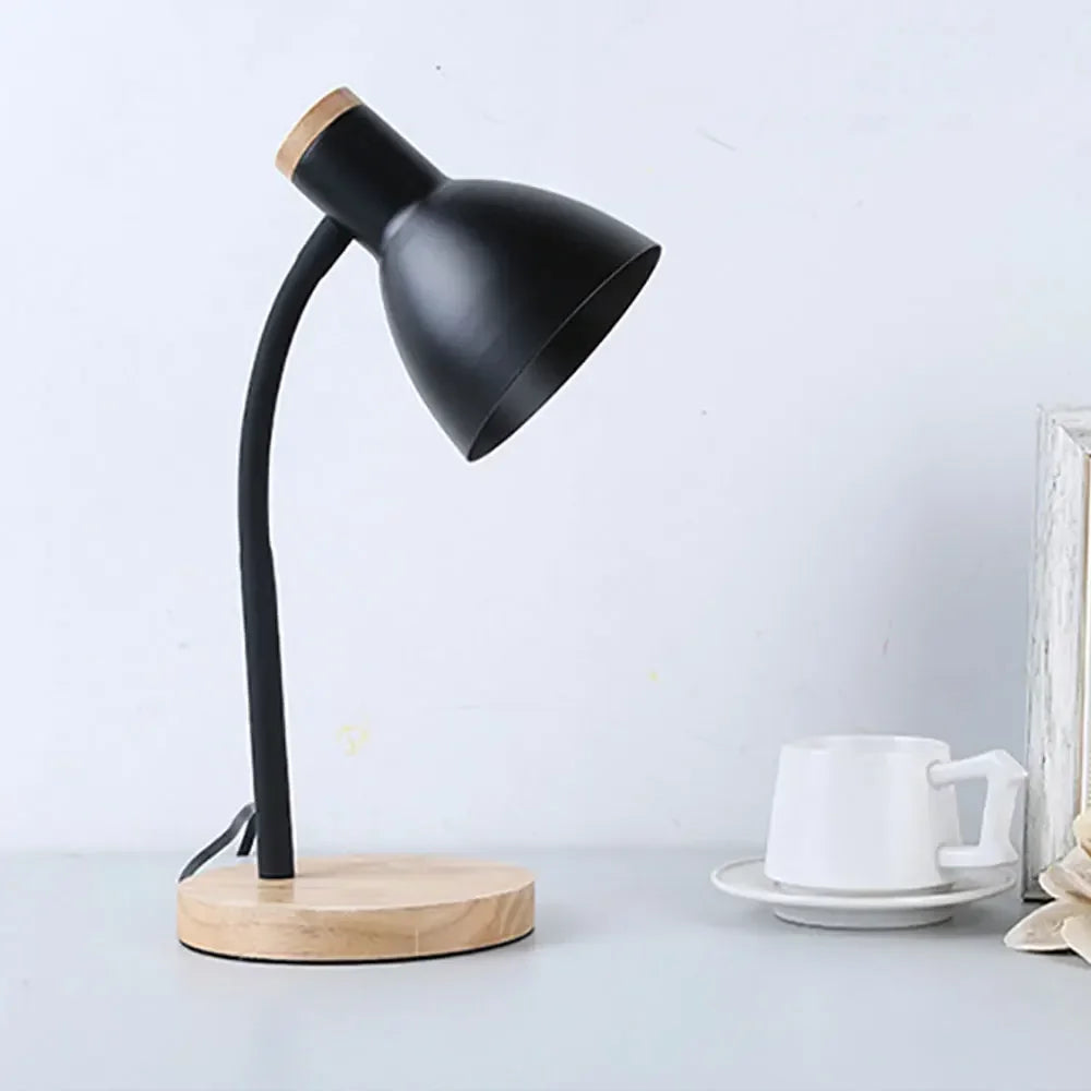 Bedside Table Lamp Nordic Desk Lamp Bedroom Study Lamps Wood Creative Flex Lights LED E27 For/Eye Protection Reading&Living Room