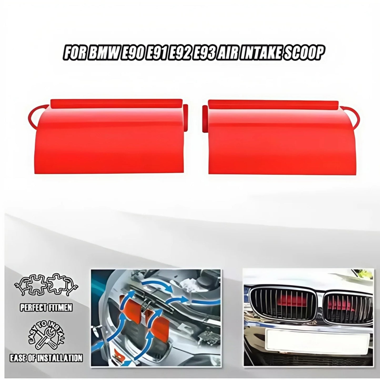 QT Air Intake Scoops 2PCS Dynamic Cold Air Intake Upgrade for BMW E90 E91 E92 E93 Air Intake ABS Polymer Scoop Plastic Material