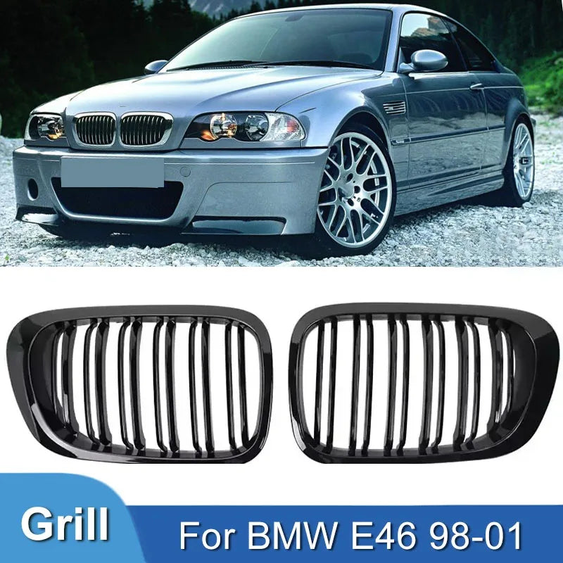 Grille for BMW 3-Series E46 1998-2001 2/4 Doors Car Front Kidney Grill 318i 320i 325i 330i Gloss Black Racing Grille Accessories