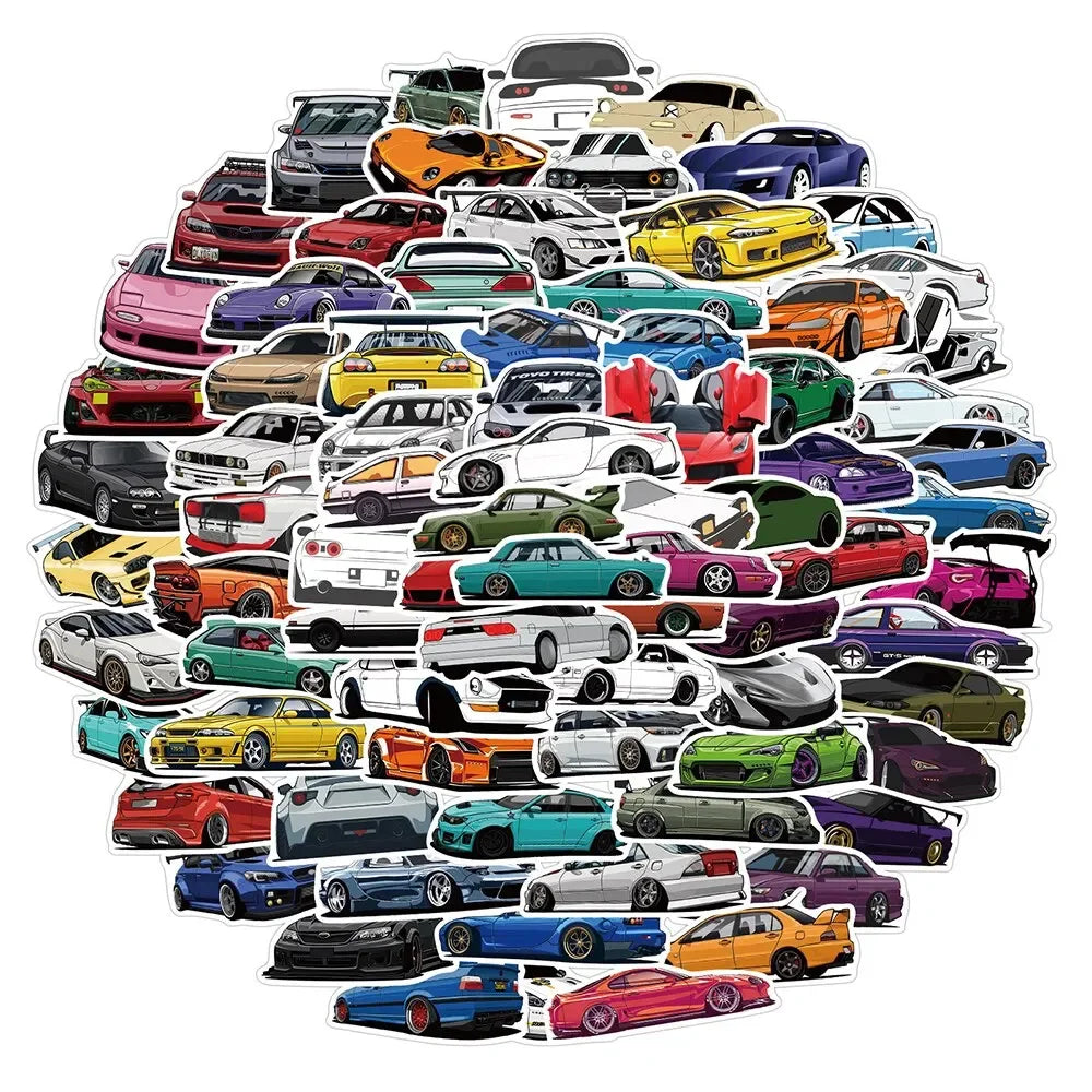50/100PCS JDM and some Hyper Cars Retrofit Racing Car Graffiti Stickers Laptop Decals