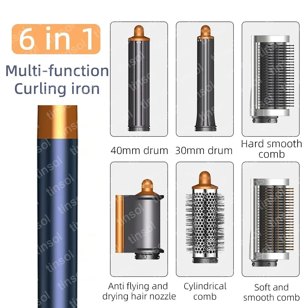 6-in-1 Multi-Function Hair Dryer Styling Tool Curling Iron Hot Air Brush Curling Rod Salon Professional Hair Styler