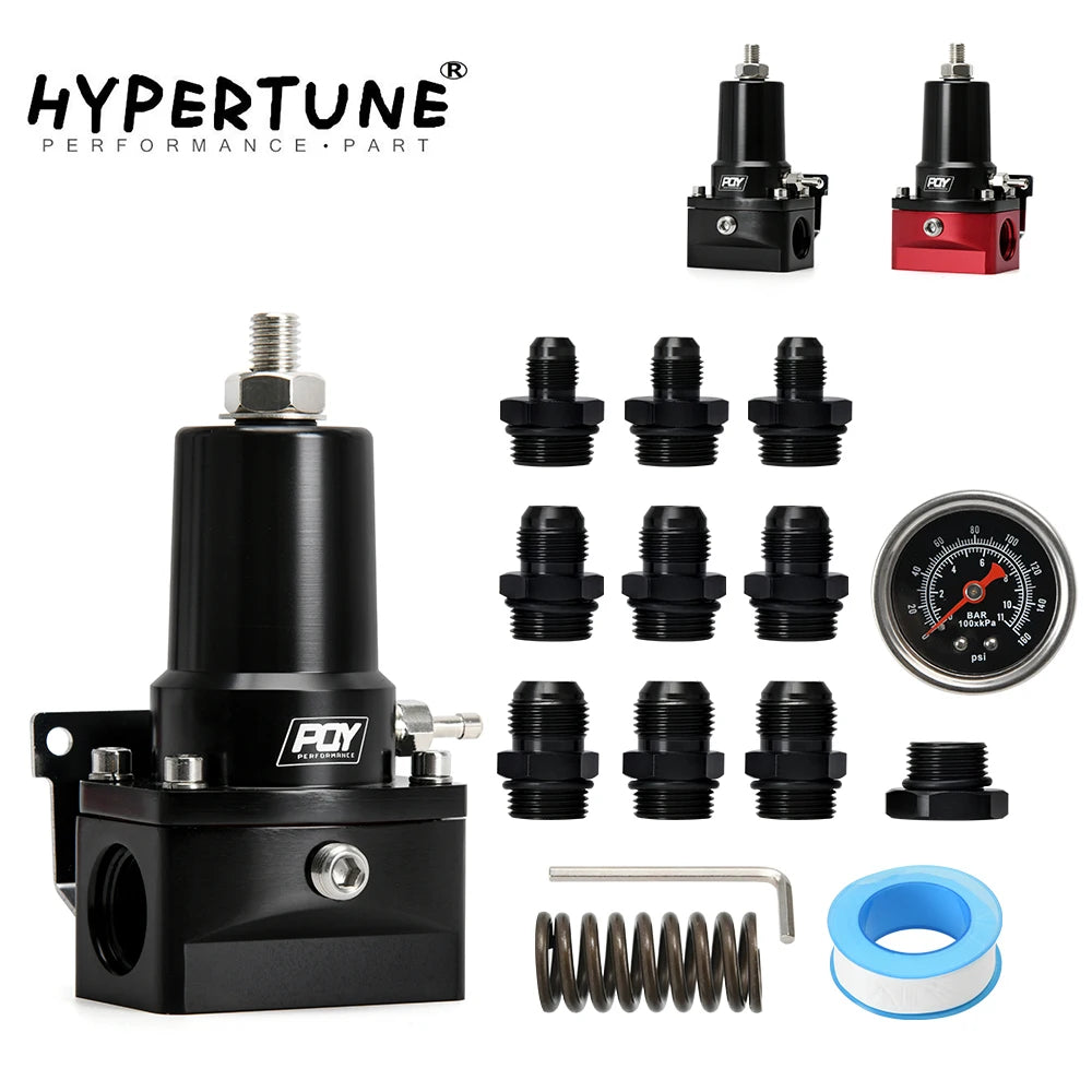 Fuel Pressure Regulator 30-140PSI Adjustable Pressure Range 10AN Feed Ports & 10AN Return Port With 0-160PSI Gauge Set