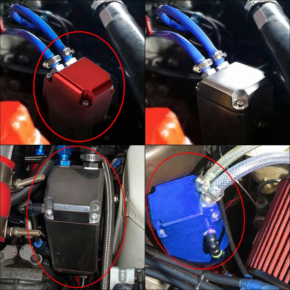 Universal Square Style Oil Catch Can Oil Tank Reservoir Breather Kit 0.5L Aluminium Racing Fuel Surge
