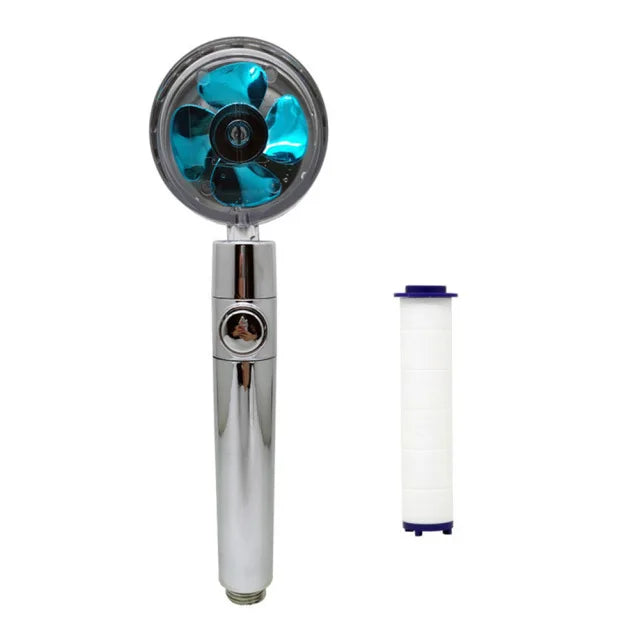 Shower Head 360 Degree Rotation Water Saving Flow Turbofan
