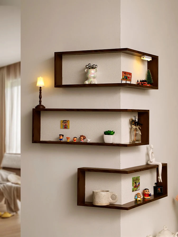 Corner corner shelf, high-end living room, bedroom wall storage rack, creative wall decoration painting