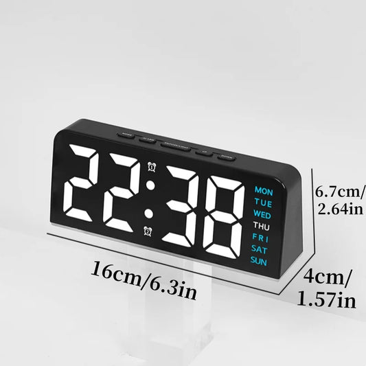 USB Powered Digital Alarm Clock with Mood Light Dual Alarm Snooze Table Clock