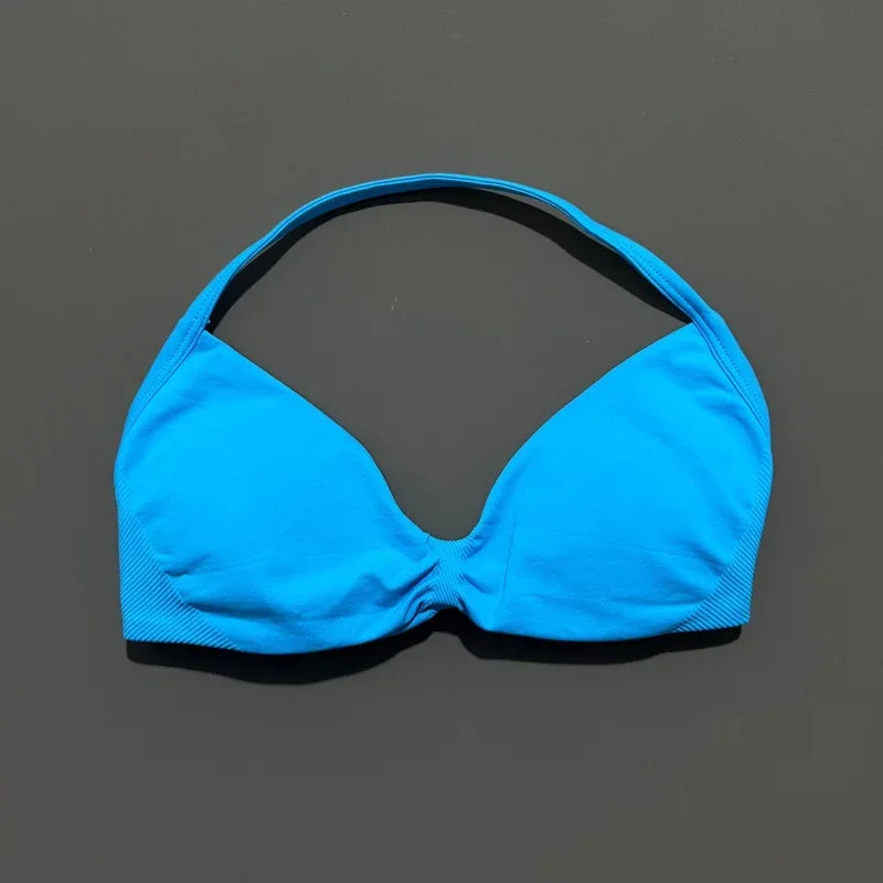 Sports Bra Push Up Strappy Sexy Open Back Gym Crop Top