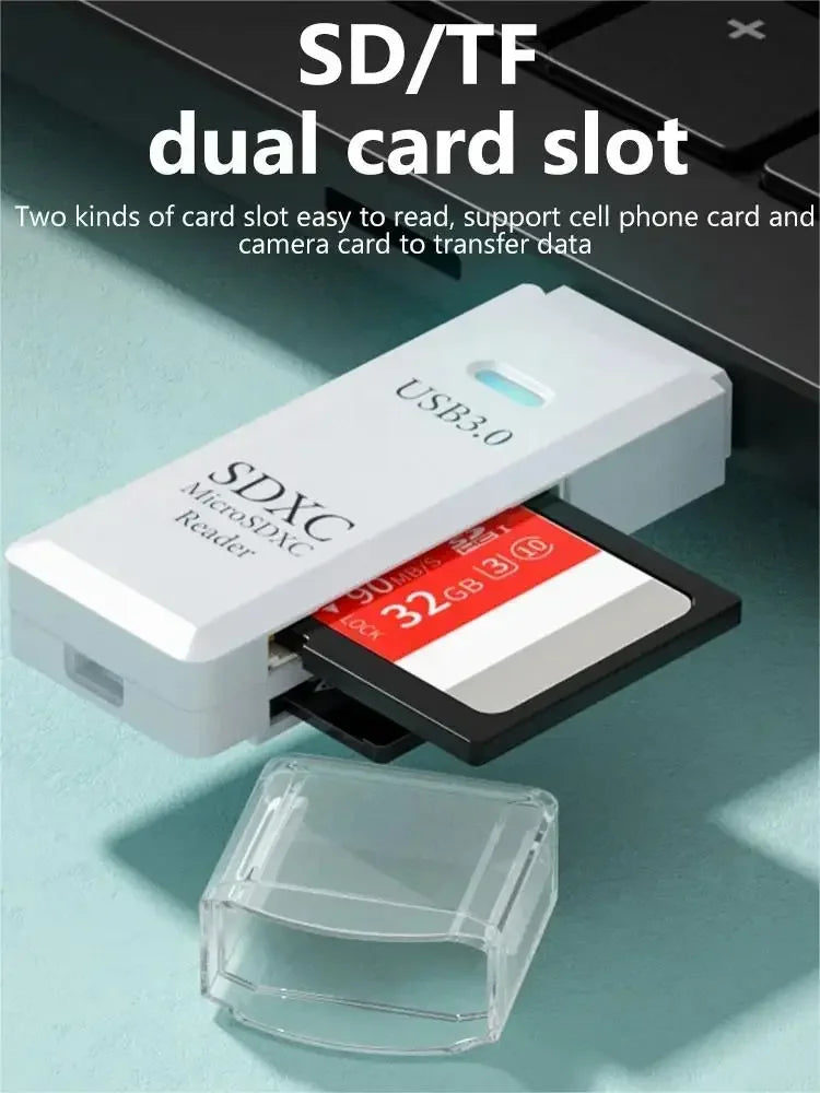 Multi Functional 2 In 1 High-speed USB 3.0/2.0 Card Reader Supports TF+SD