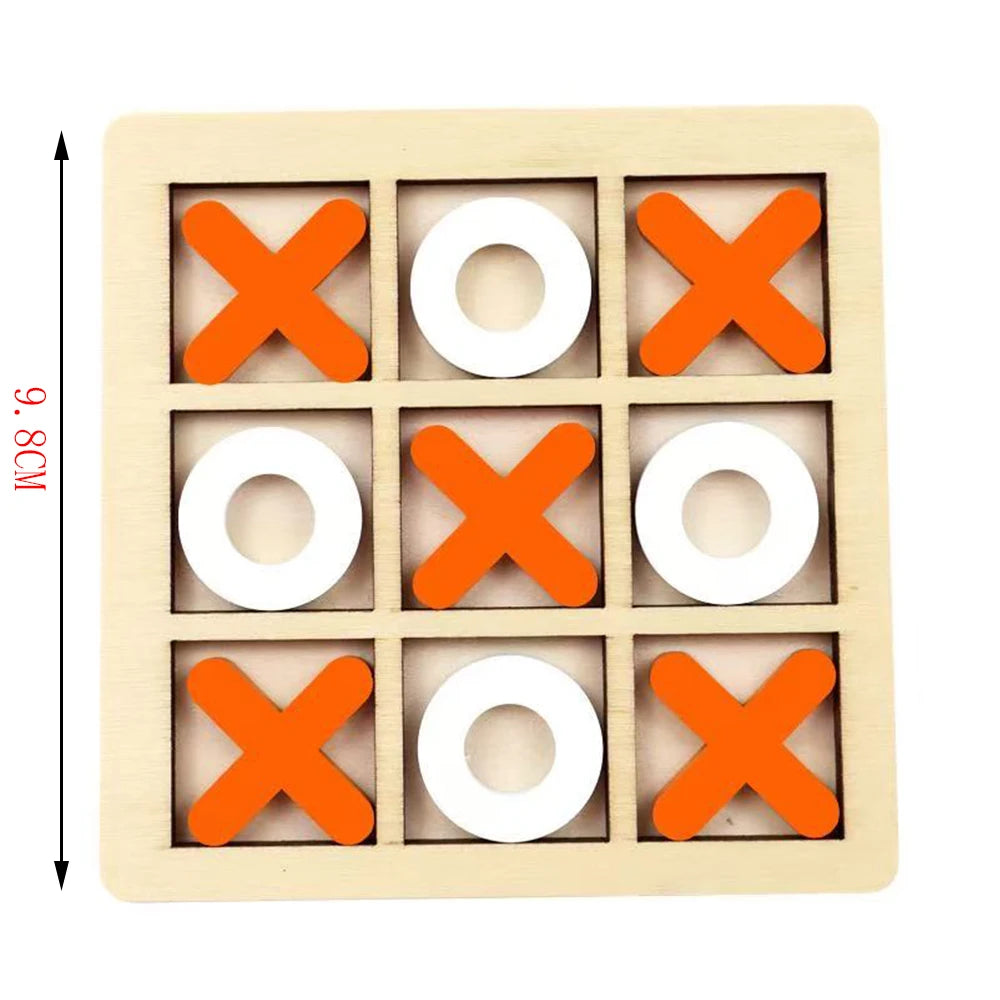 Wooden XO Tic Tac Toe Game Mini Chess Board Interaction Puzzle Training Montessori Educational Toys Gift for Kids Boy Girl