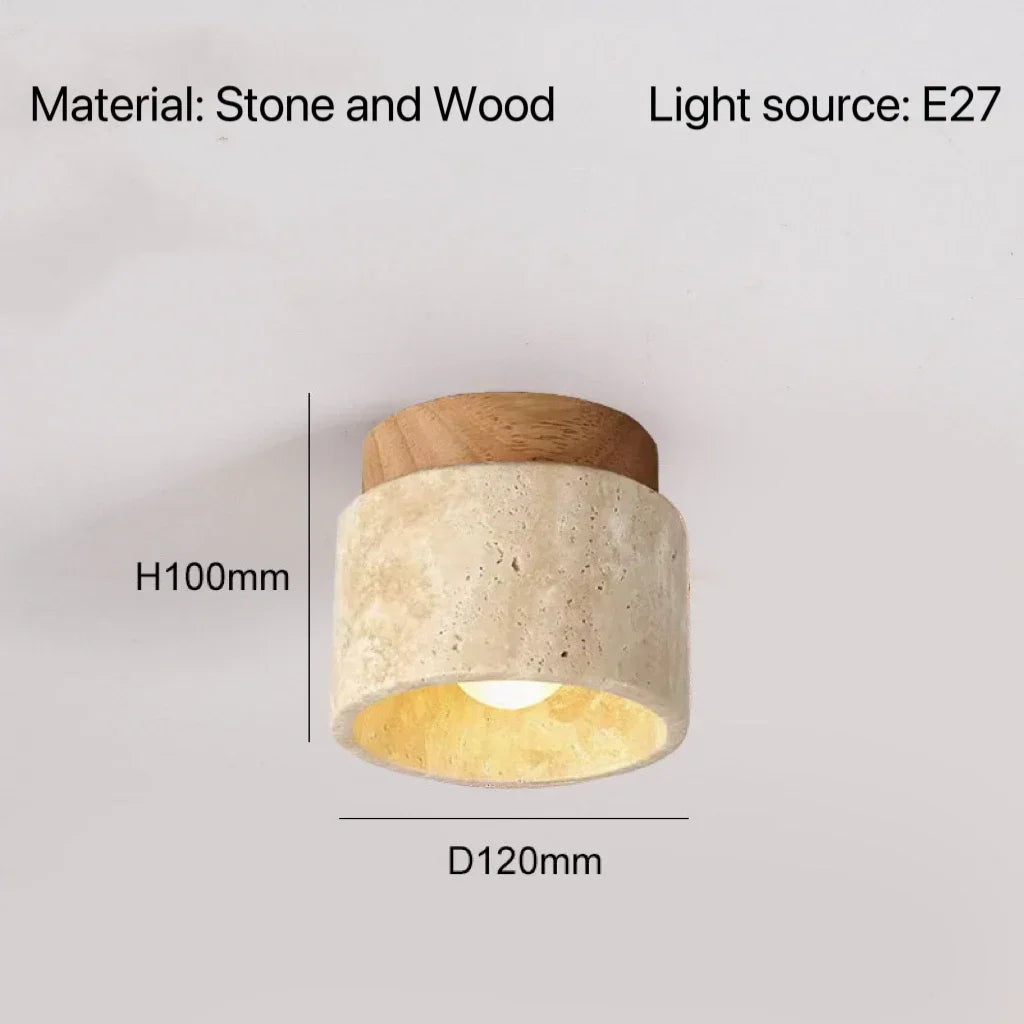 Modern Stone Travertine Ceiling Lamp Bedroom Corridor Flush Mounted