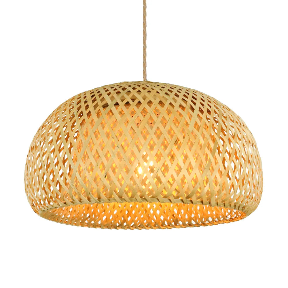 Bamboo Lantern 30cm Pendant Lamp Natural Rattan Wicker E27 LED Chandeliers