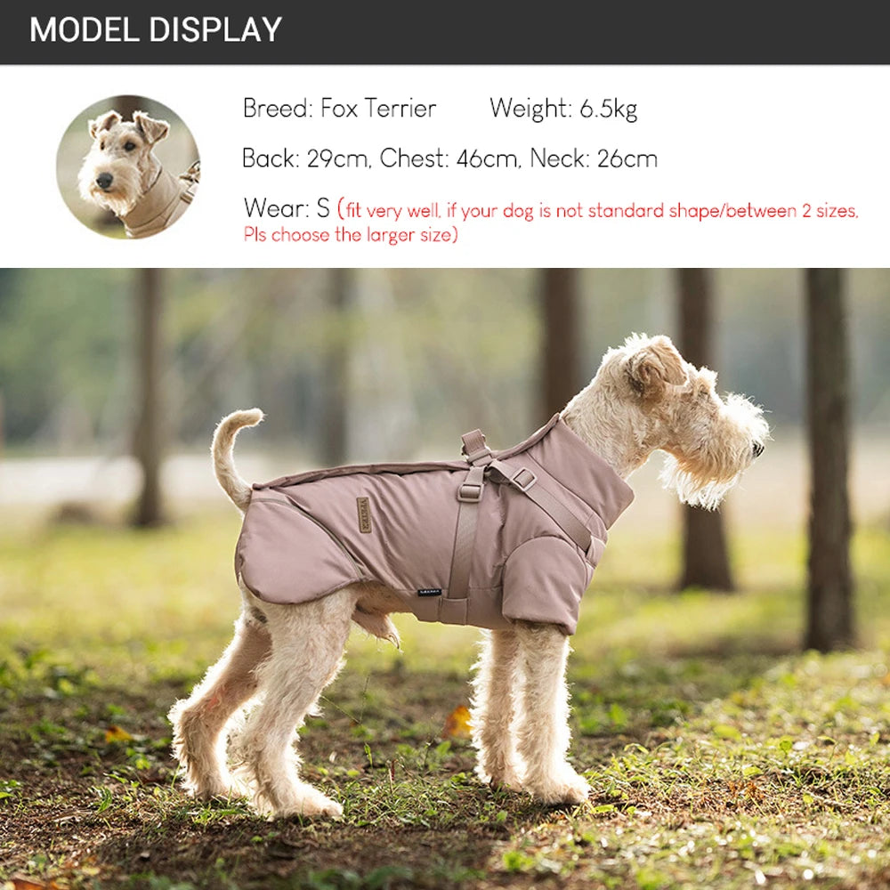 Winter Dog Jacket with Harness Thicken Waterproof Warm Outdoor Dog Clothes for Small Dogs Soft Padded Dog Puffer Snow Pet Coat