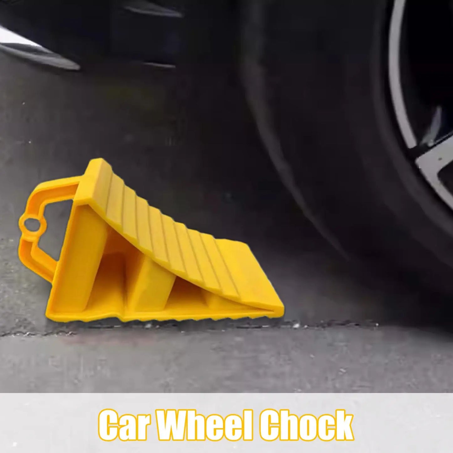 Wheel Stopper For Car Anti-Slip Multipurpose Wheel Stopper Yellow Tire Chocks Portable Wheel Chocks Wear-Resistant Tire Stopper