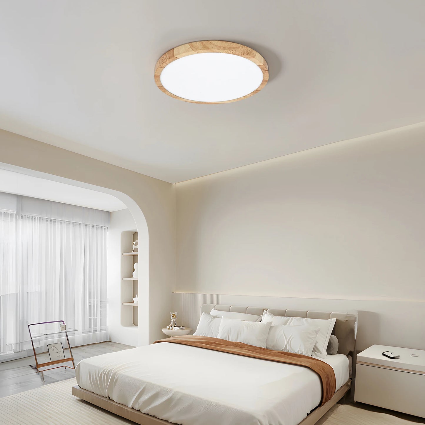 Modern LED Ceiling Light Wood Grain Golden One Light with 3 Colours