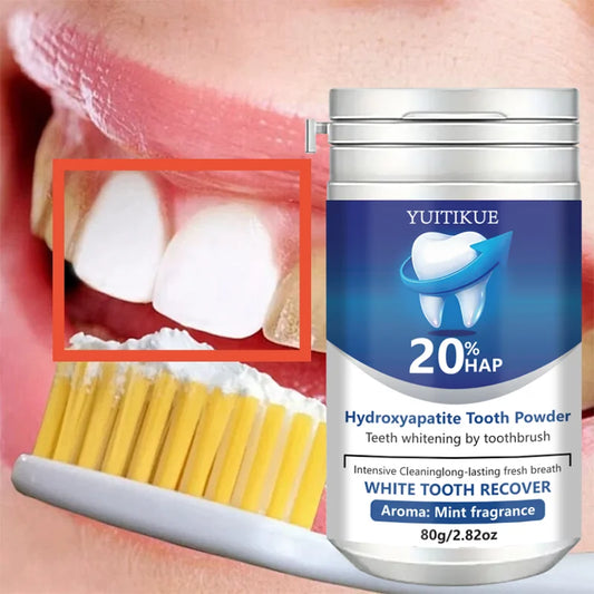 20% HAP Hydroxyapatite Tooth Powder: Teeth Whitening, Deep Cleaning, Enamel Protection, Long-Lasting Fresh Breath (Mint) 80g