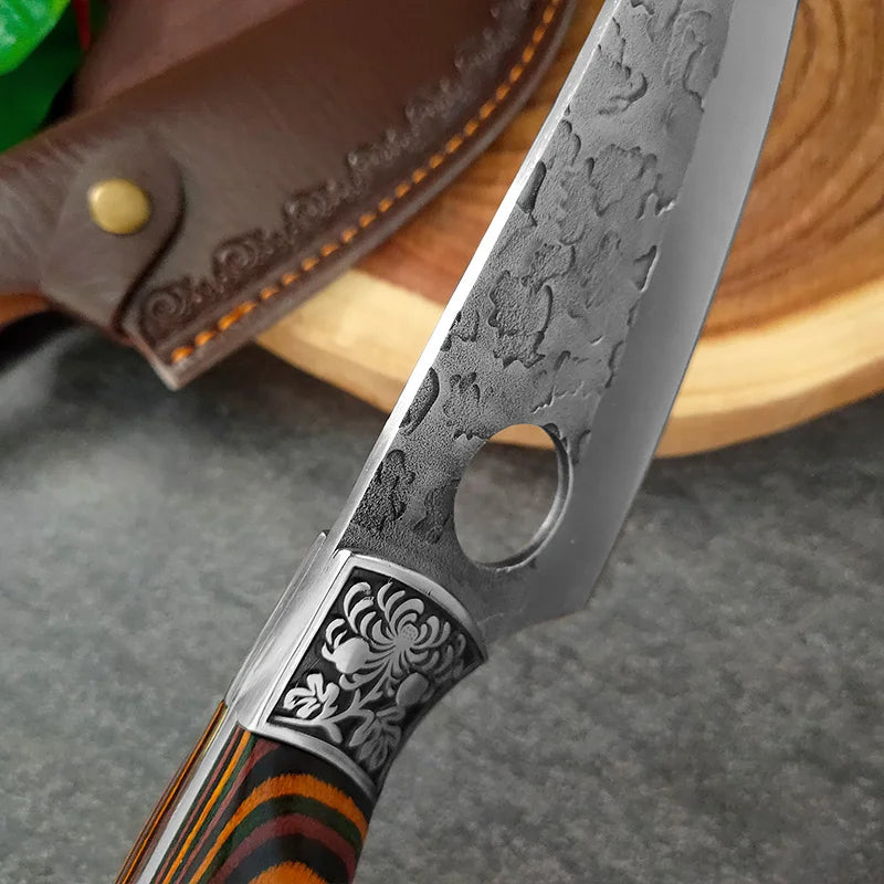 Hand-Forged Boning Knife Professional Butchers' Knife Wood Handle Cleaver Meat Kitchen Knife Chef Slicing Fruit Utility Knife