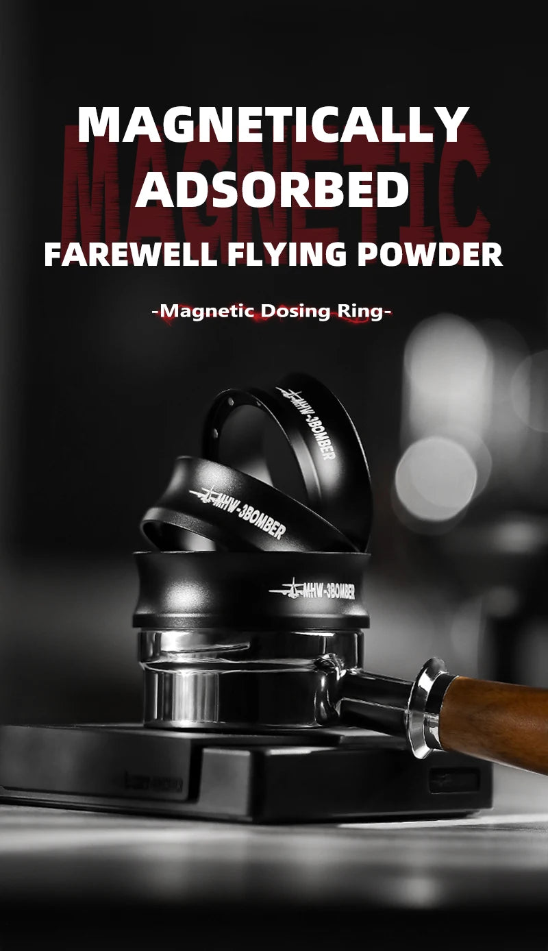 MHW-3BOMBER 58MM Magnetic Dosing Funnel with 10 Magnets Espresso Dosing Ring