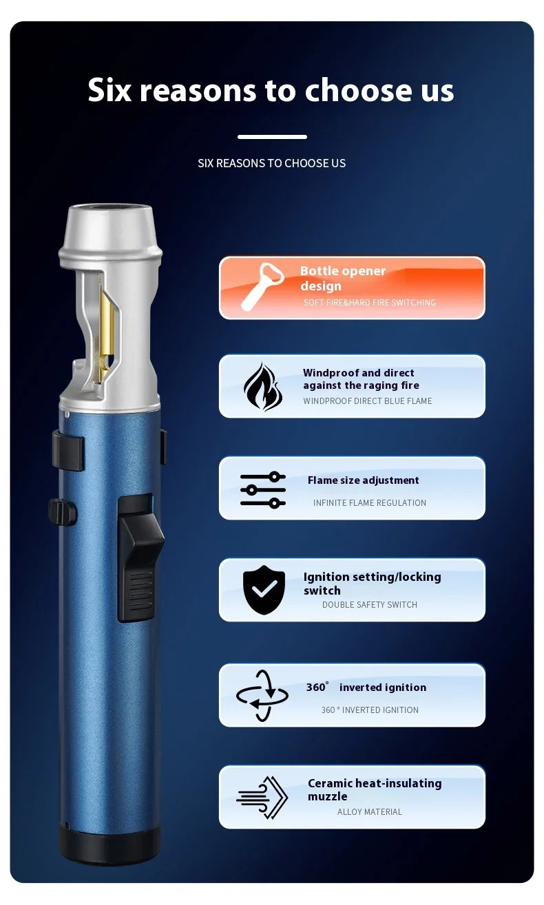 Powerful Metal Gas Lighter Windproof Kitchen Cooking Torch Flame Jet Barbecue
