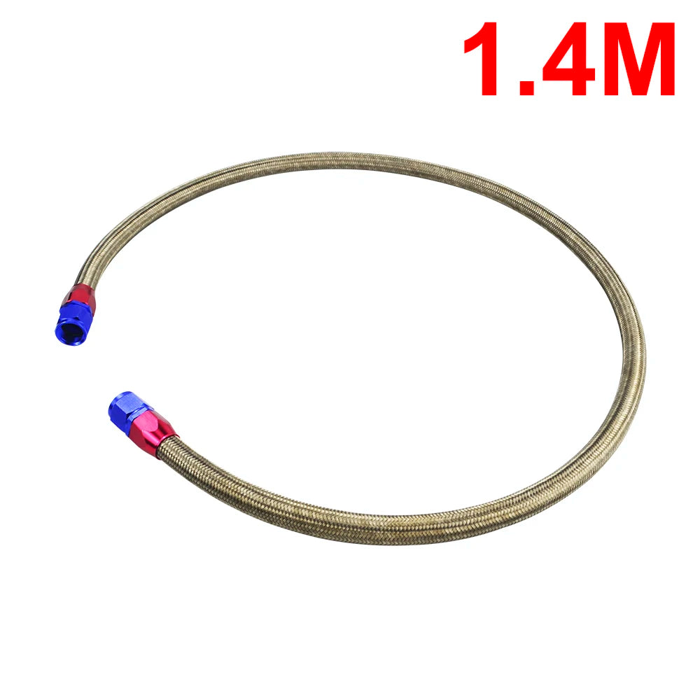 PQY - AN10 1M/1.2M/1.4M Stainless Steel Brained Oil Hose Line Hose Tube With 0Degree 90Degree Swivel Hose End Fitting Installed