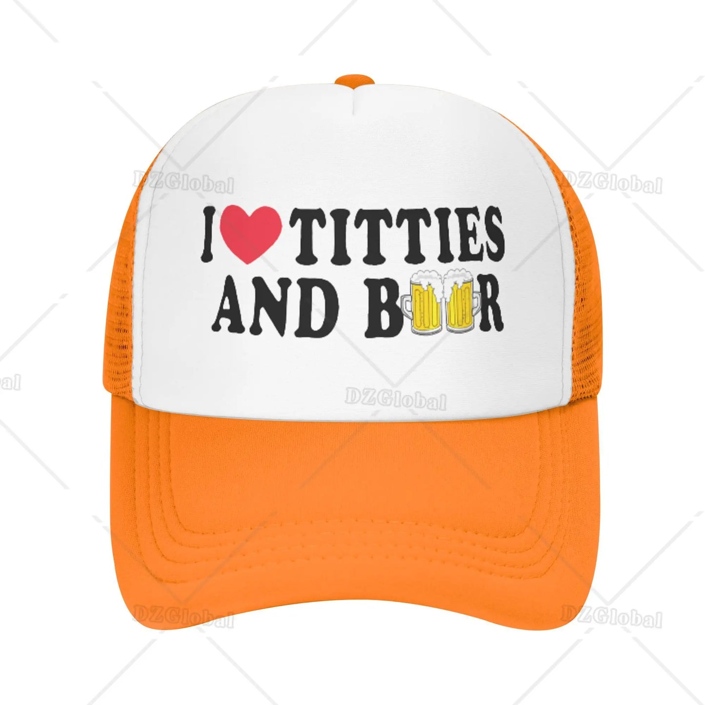 Funny Trucker Hat I Love Titties and Beer Adjustable Mesh Baseball Cap for Men Women Breathable Adjustable Snapback Cap