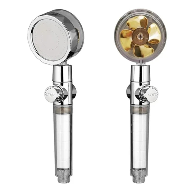 Shower Head 360 Degree Rotation Water Saving Flow Turbofan