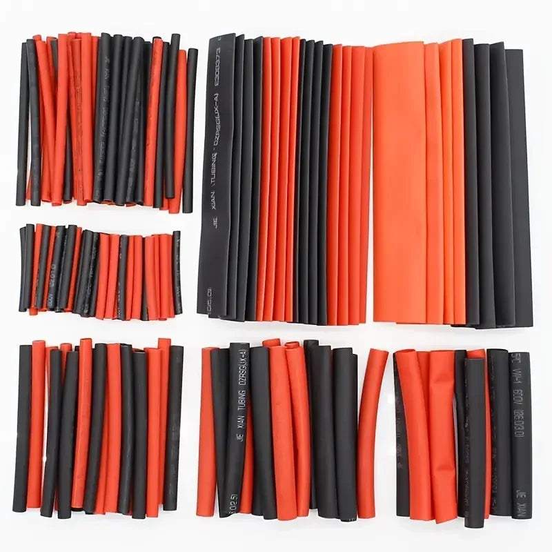 127PCS Black Red Heat Shrink Tubing 2:1 Assortment Polyolefin Tube Car Cable Sleeving Wrap Wire Kit