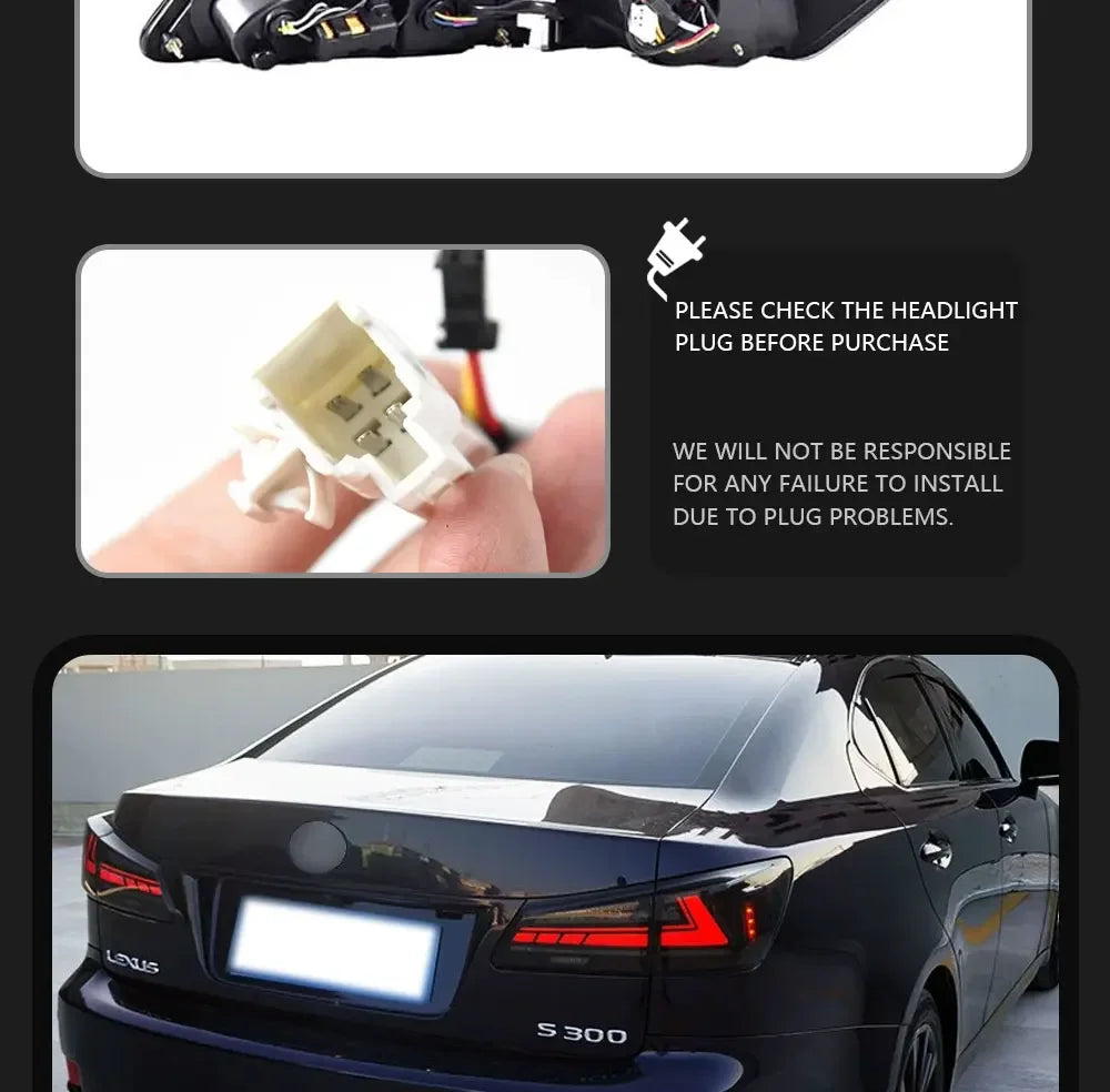Lexus IS IS250 Taillights 2006-2012 Upgrade Modified to New DRL Dynamic Turn Signal LED Taillight