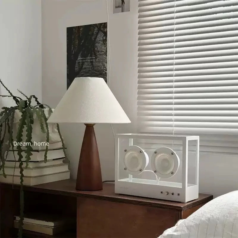 Solid Wood Retro fabric desk lamp Indoor decor Atmosphere Bedroom Bedside living room Tea Room Study Lamp