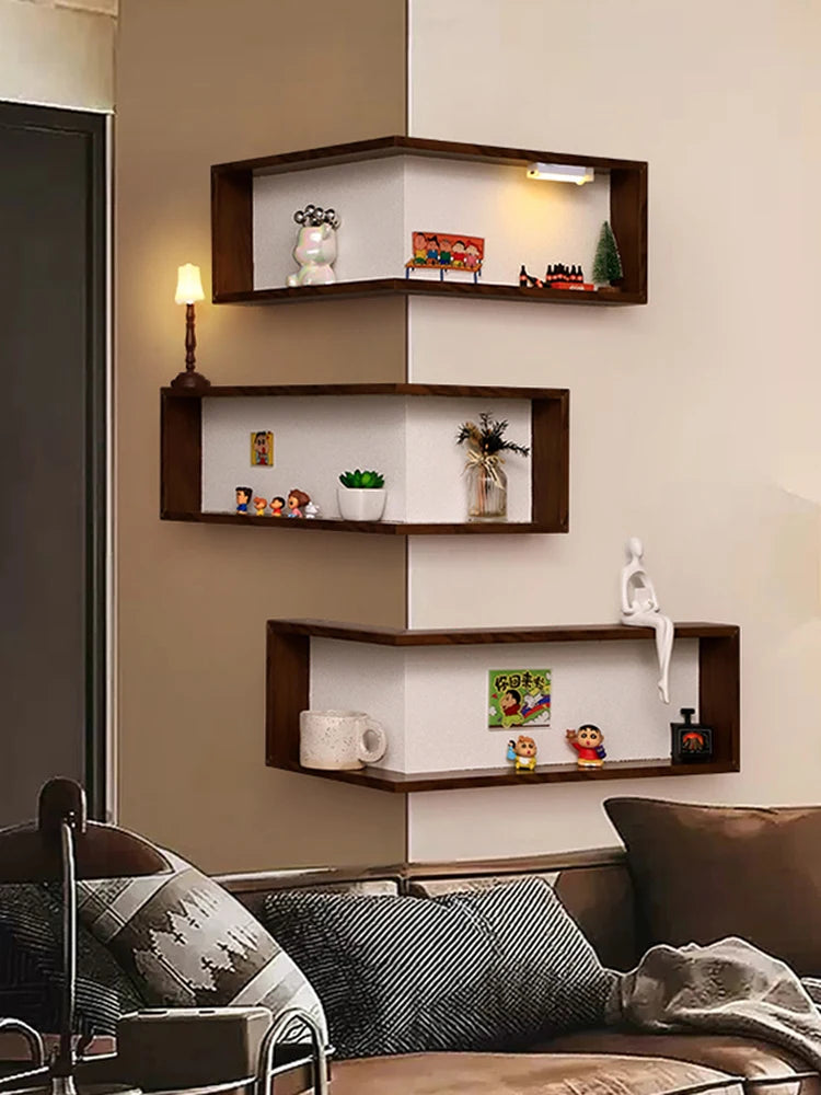 Corner corner shelf, high-end living room, bedroom wall storage rack, creative wall decoration painting