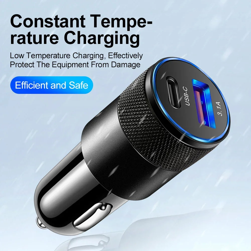 66W USB Car Charger 3.0 USB Type C Fast Charging Phone Adapter For Iphone Laptops Tablets
