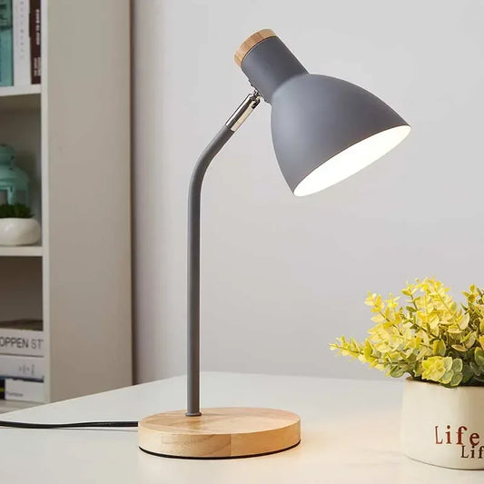 Bedside Table Lamp Nordic Desk Lamp Bedroom Study Lamps Wood Creative Flex Lights LED E27 For/Eye Protection Reading&Living Room