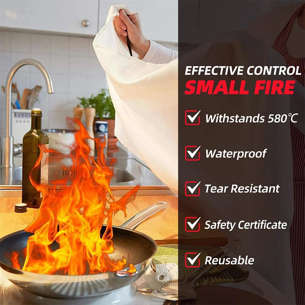 4 Size Emergency Fire Blanket for Home & Kitchen Fire Suppression Fiberglass