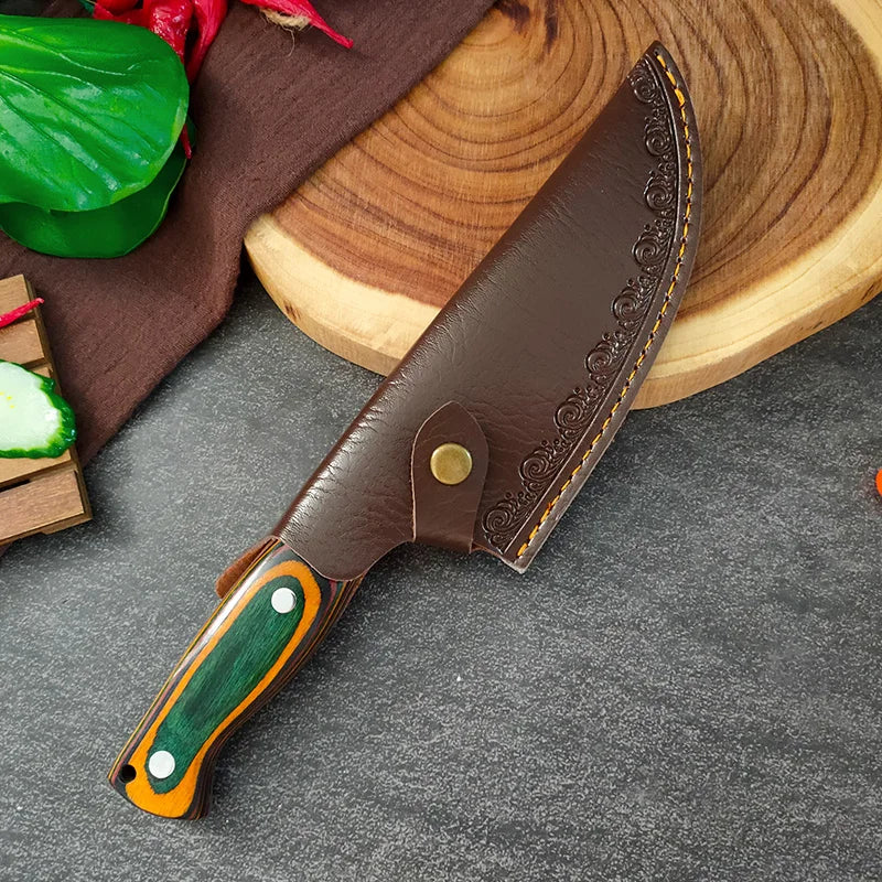 Hand-Forged Boning Knife Professional Butchers' Knife Wood Handle Cleaver Meat Kitchen Knife Chef Slicing Fruit Utility Knife