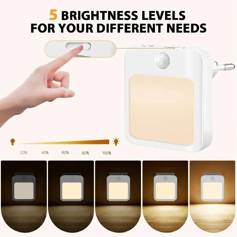 Night Light Motion Sensor With LED Light EU Plug Lamps