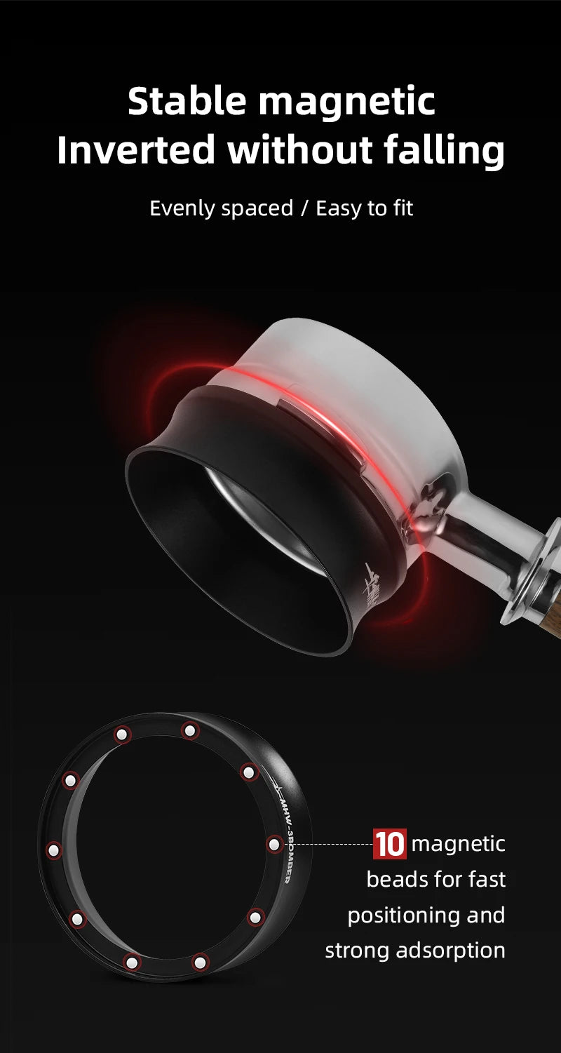 MHW-3BOMBER 58MM Magnetic Dosing Funnel with 10 Magnets Espresso Dosing Ring
