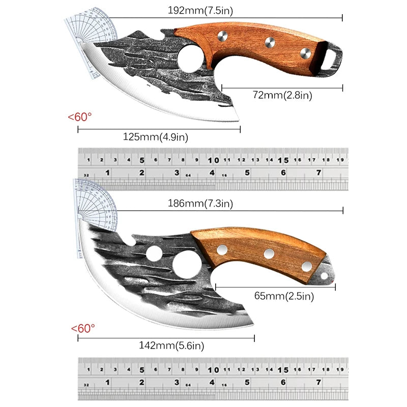 Hand Forged Kitchen Knives Stainless Steel Butcher Meat Cleaver Sharp Boning Knife Cutting Knife Kitchen Fruit Slicing Knife