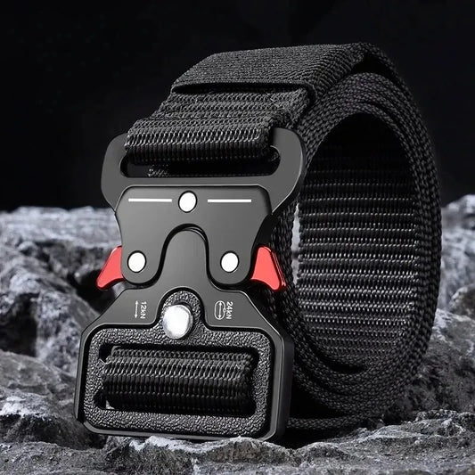Tactical Belt Men's Outdoor Multi-Function Belt Premium Canvas/Nylon Hybrid Waistband for Hiking Travel