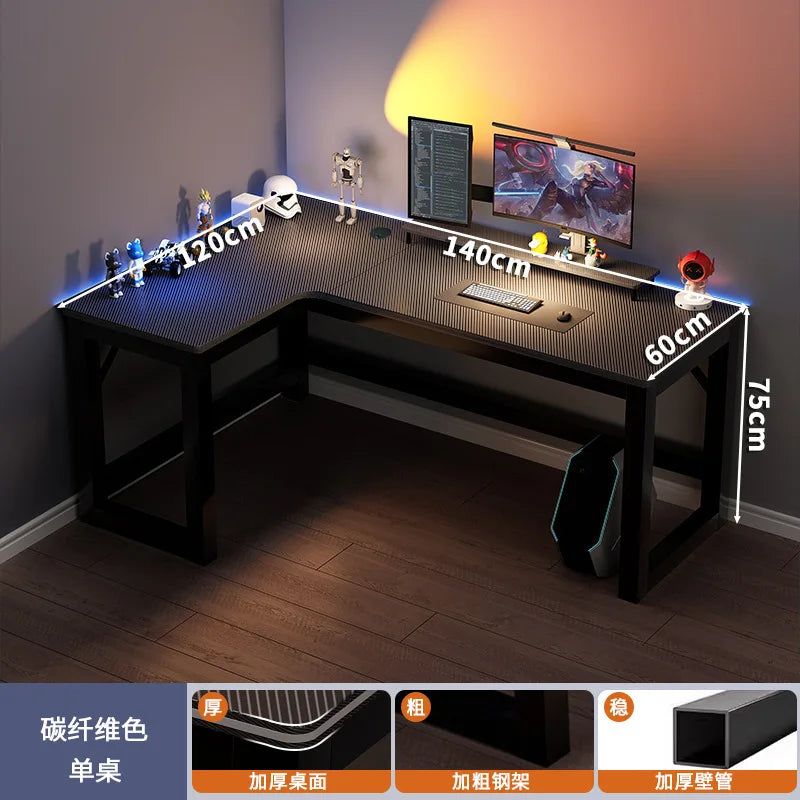 Nordic Desk for Home Carbon Fiber Corner Double Computer Desks with Shelf Light Luxury Simple Household Gaming Tables