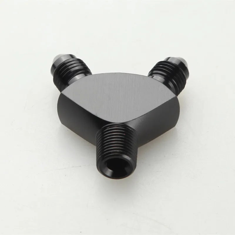 AN4 AN6 AN8 AN10 AN12 AN16 Universal Y Adapter Block Male Thread Fuel Hose Fitting Adapters Tee oil pipe joint Aluminium Black