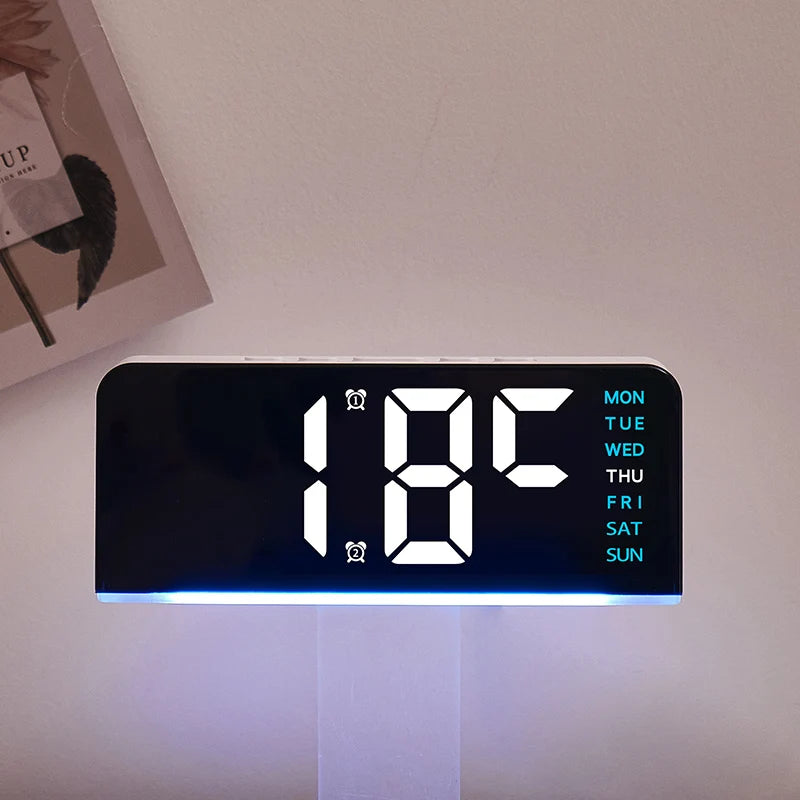 USB Powered Digital Alarm Clock with Mood Light Dual Alarm Snooze Table Clock
