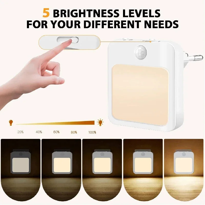 Night Light Motion Sensor With LED Light EU Plug Lamps