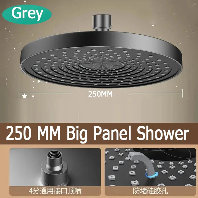 10 Inches Supercharge Shower Head Set 3 Modes High Pressure Rainfall Bathroom Shower ﻿