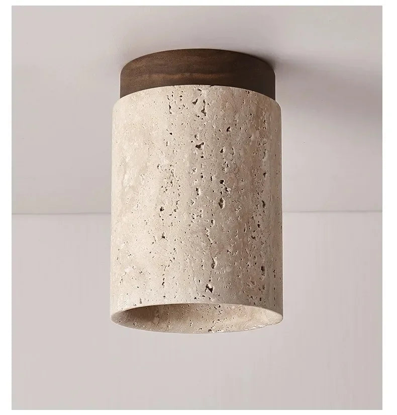 Modern Stone Travertine Ceiling Lamp Bedroom Corridor Flush Mounted